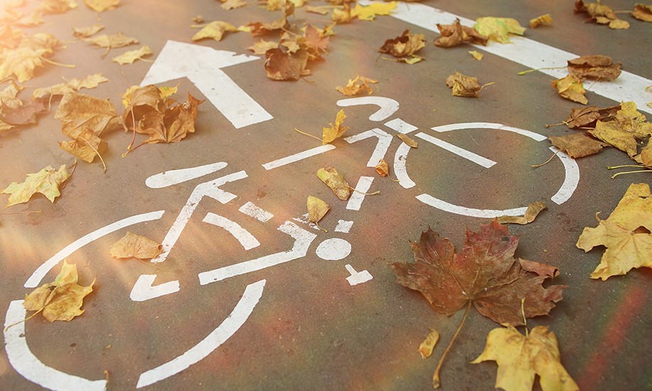 Ποδηλατόδρομος με φθινοπωρινά φύλλα